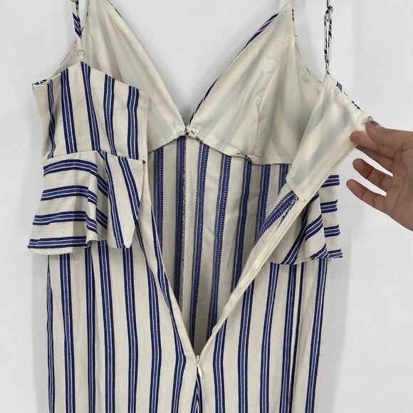 BCBG Generation Women's Size 8 Jumpsuit Gardenia Peplum Sleeveless Stripe Romper - Picture 16 of 16